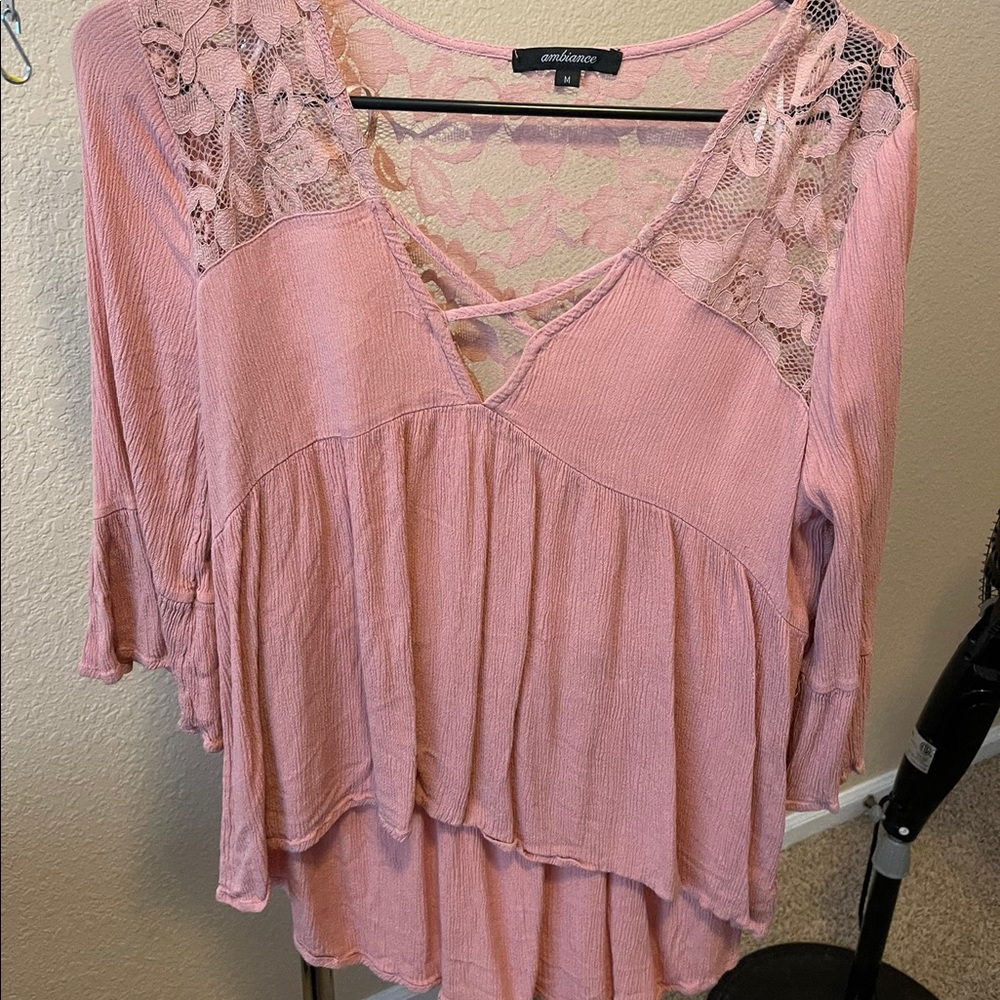 Lacey top with cross cross front detail